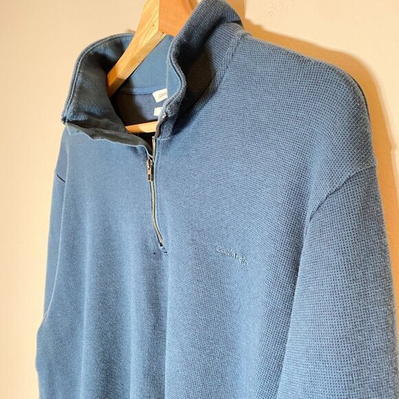 NWOT Calvin Klein Men's Large Liquid Touch Long Sleeve Quarter Zip Blue Pullover - Picture 9 of 16